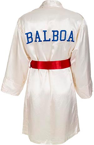 Stallone's screen worn, white 'Balboa' boxing robe